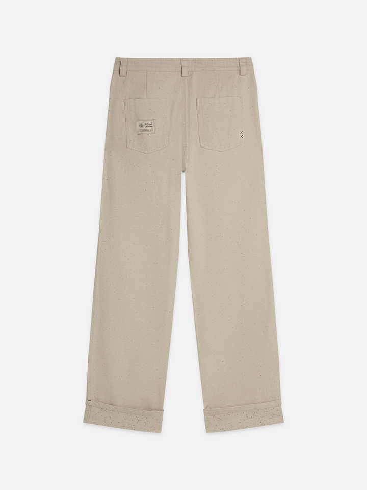 Speckled cotton-blend twill loose straight-fit pant