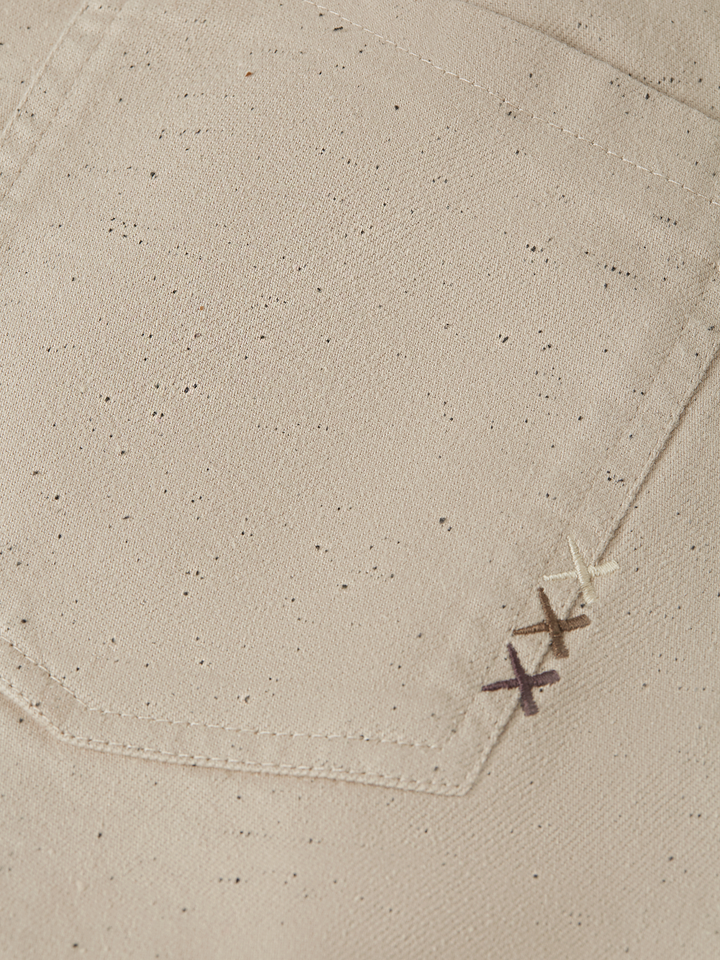 Speckled cotton-blend twill loose straight-fit pant