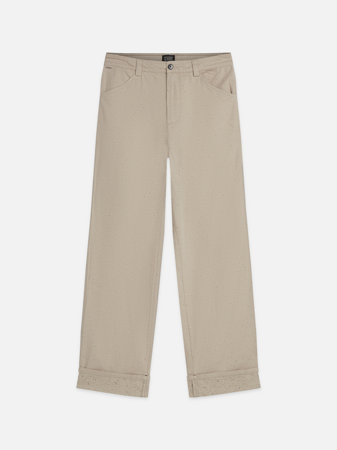 Speckled cotton-blend twill loose straight-fit pant