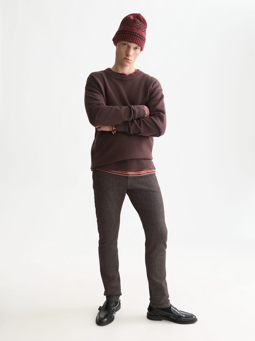 Double face merino-blend relaxed-fit pullover