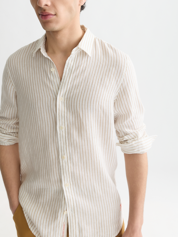Striped linen regular-fit shirt