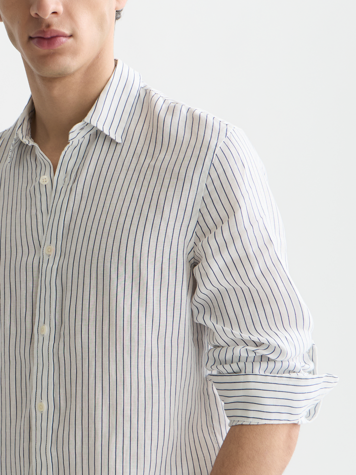 Striped linen regular-fit shirt