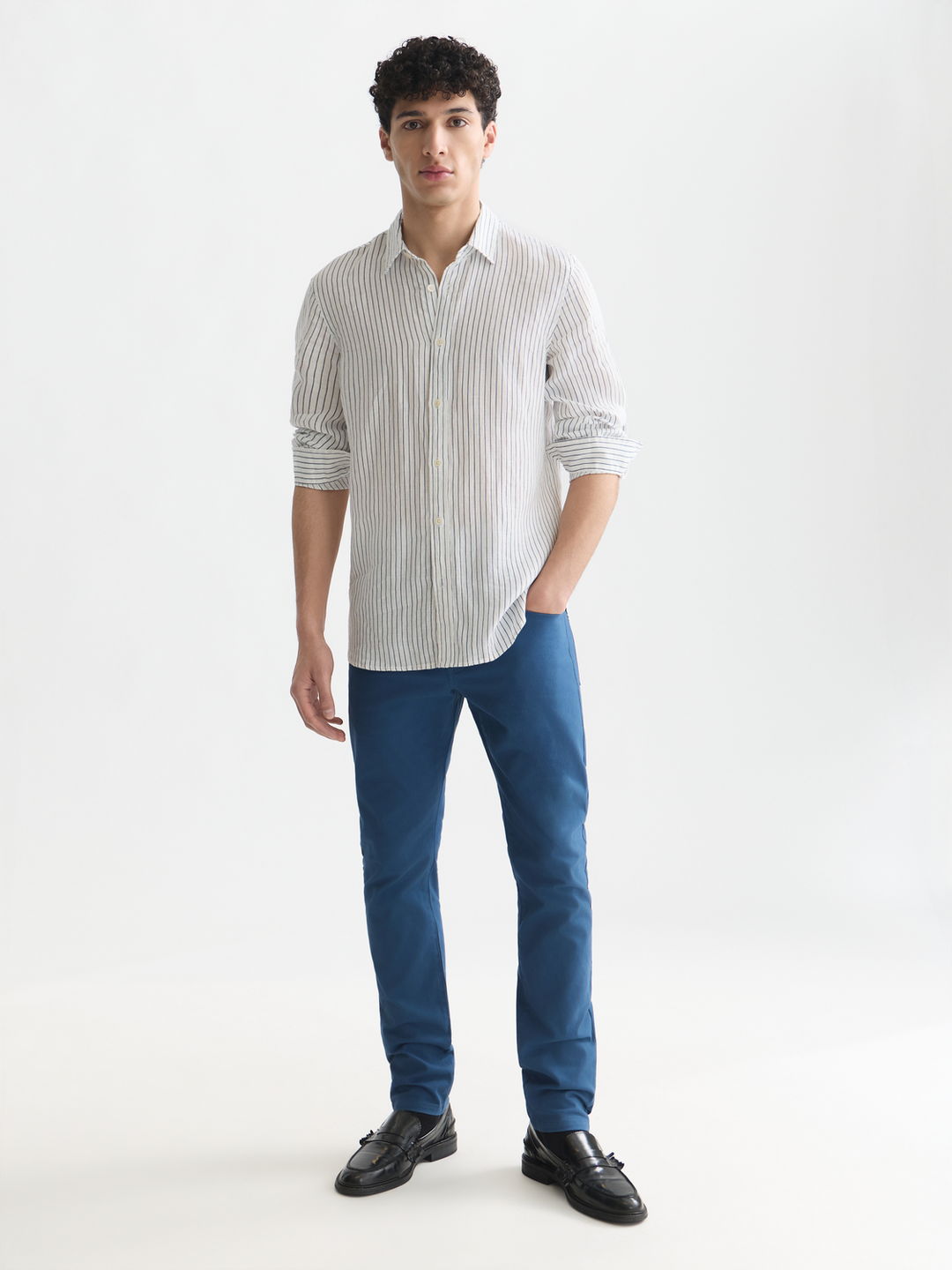 Striped linen regular-fit shirt
