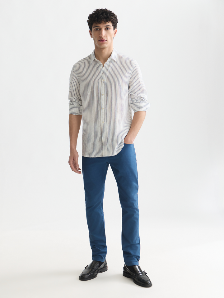 Striped linen regular-fit shirt