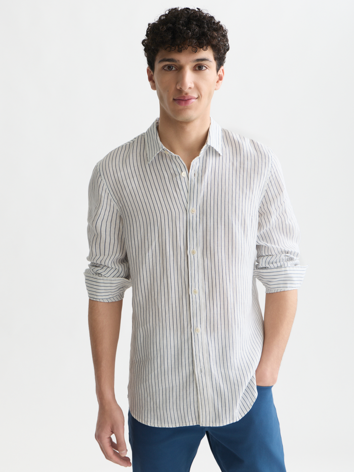 Striped linen regular-fit shirt