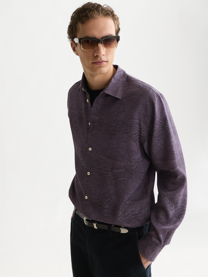 Printed lyocell relaxed-fit shirt