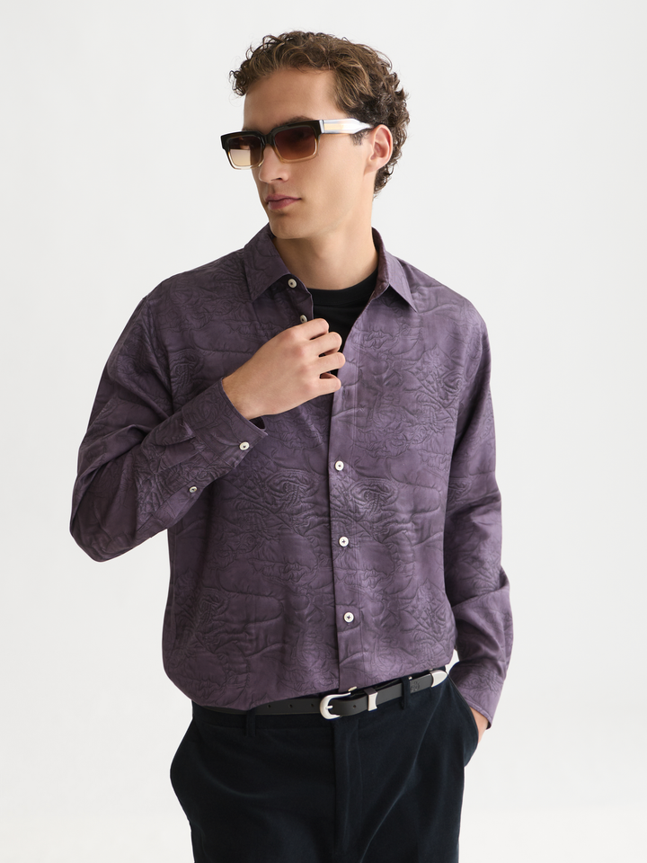 Printed lyocell relaxed-fit shirt