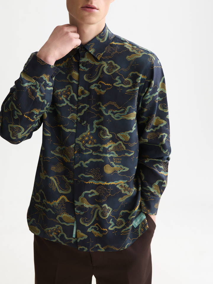 Printed lyocell relaxed-fit shirt
