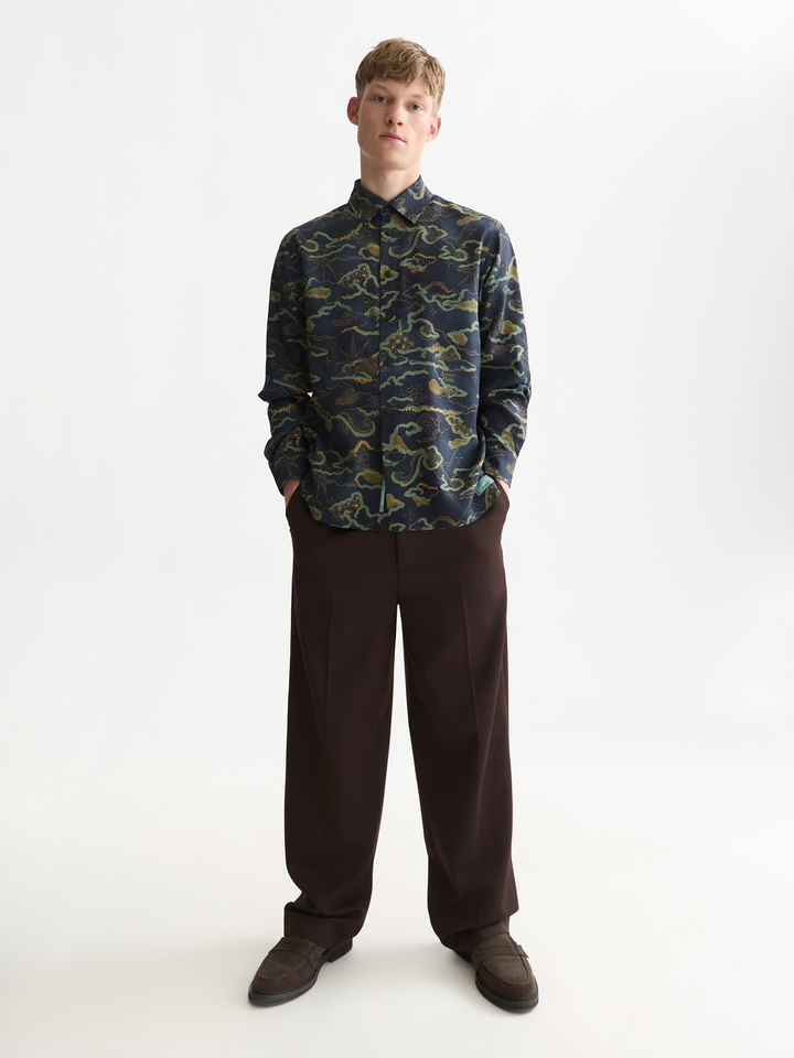 Printed lyocell relaxed-fit shirt