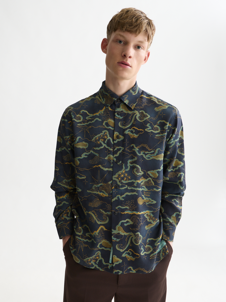 Printed lyocell relaxed-fit shirt