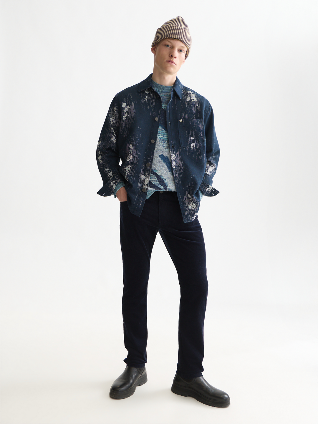 Jacquard relaxed-fit overshirt