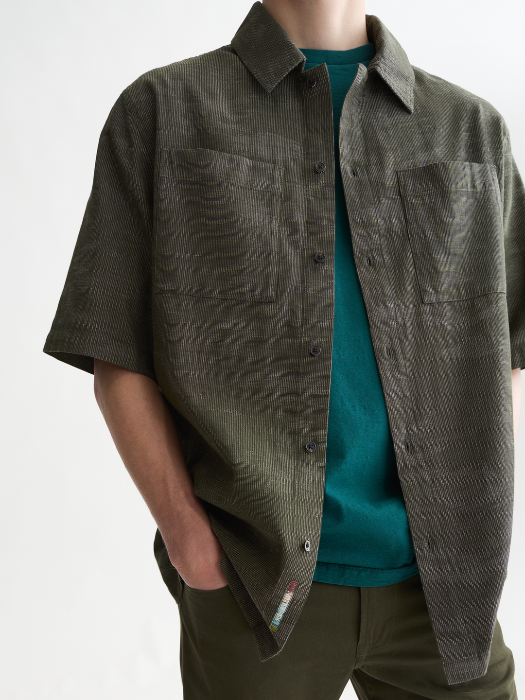 Jacquard short sleeved relaxed-fit shirt