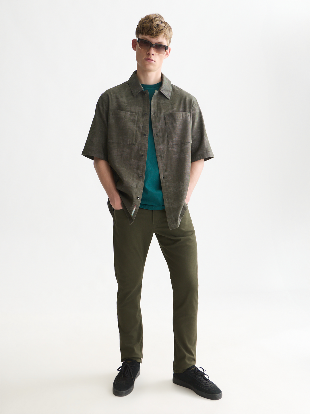 Jacquard short sleeved relaxed-fit shirt
