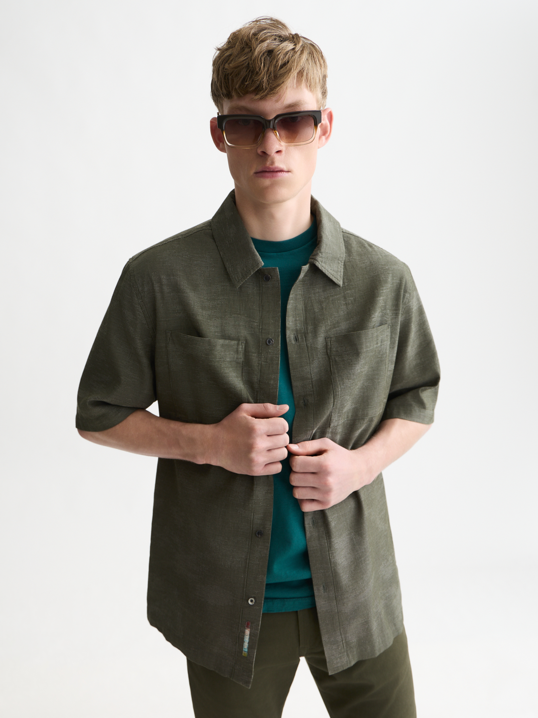 Jacquard short sleeved relaxed-fit shirt