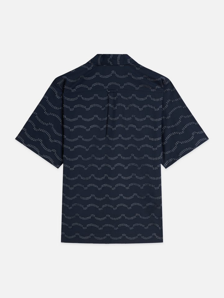 Wave jacquard short sleeved relaxed-fit shirt