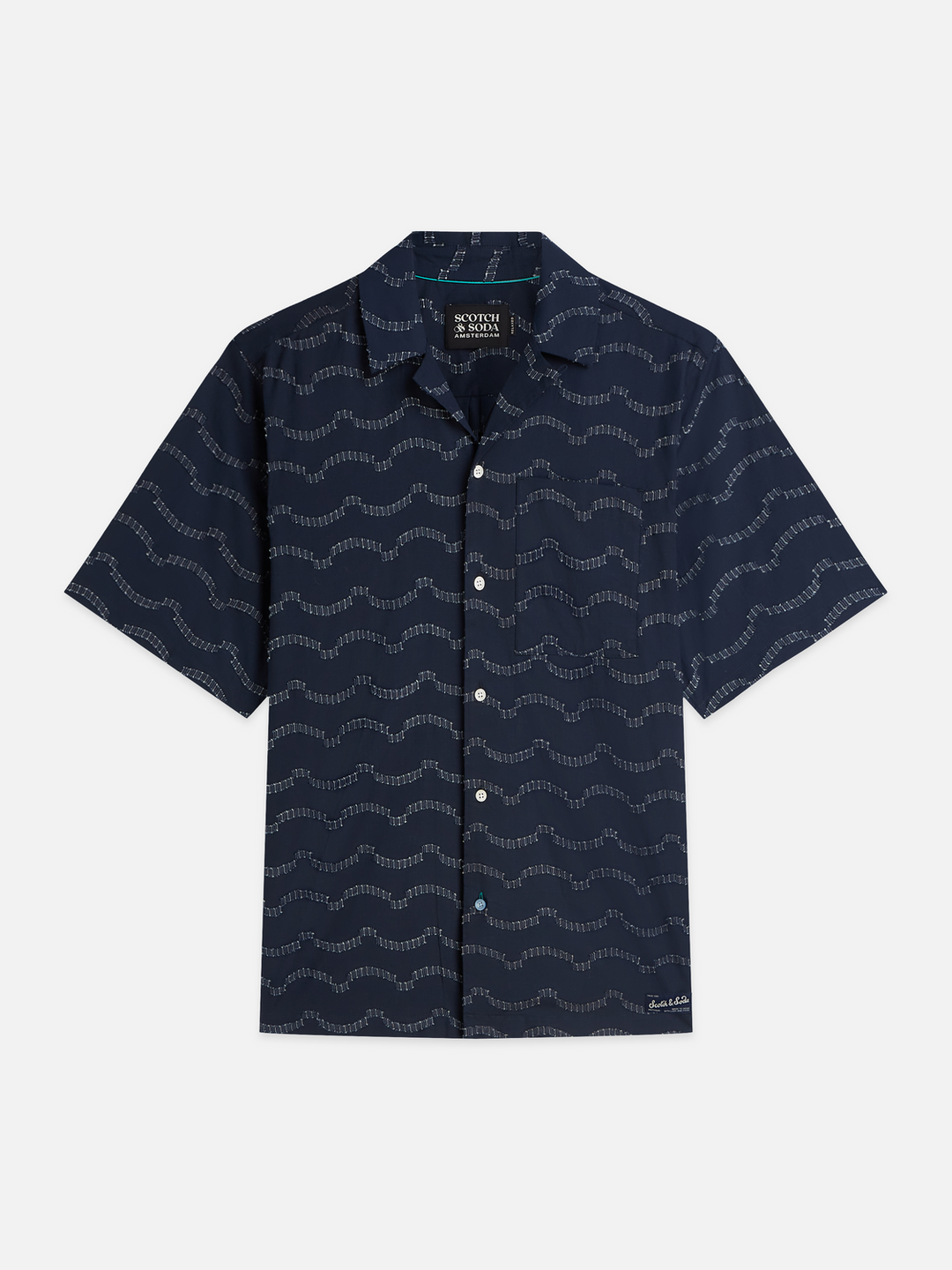 Wave jacquard short sleeved relaxed-fit shirt