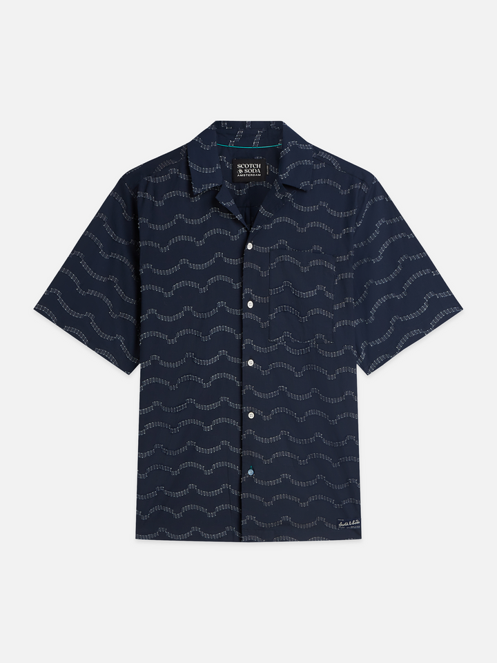 Wave jacquard short sleeved relaxed-fit shirt