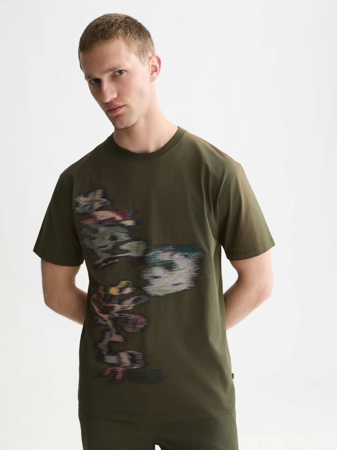 Embroidery placed artwork loose-fit T-shirt