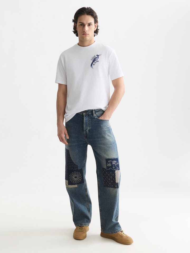 Delfts Blauw front and back artwork relaxed-fit T-shirt