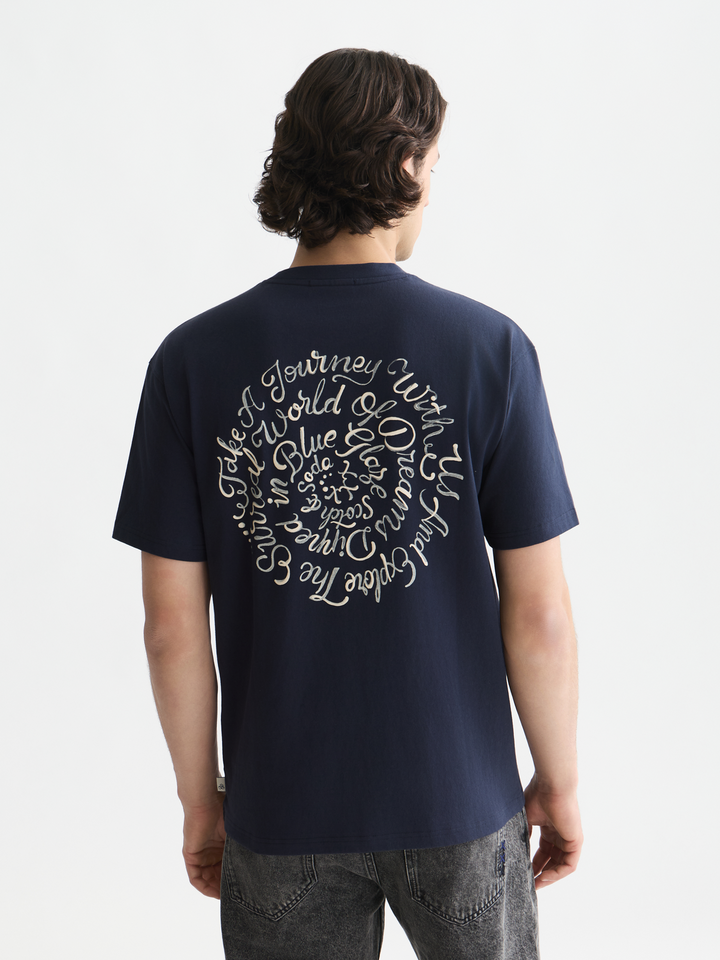 Delfts Blauw front and back artwork relaxed-fit T-shirt
