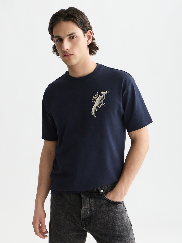 Delfts Blauw front and back artwork relaxed-fit T-shirt