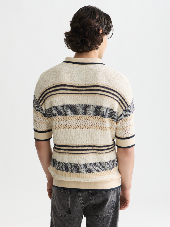 Structured dropped shoulder knitted polo
