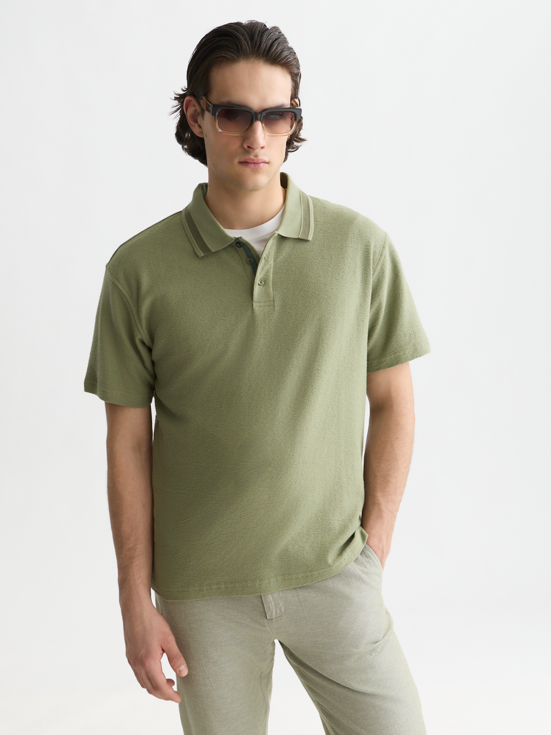 Structured relaxed-fit polo