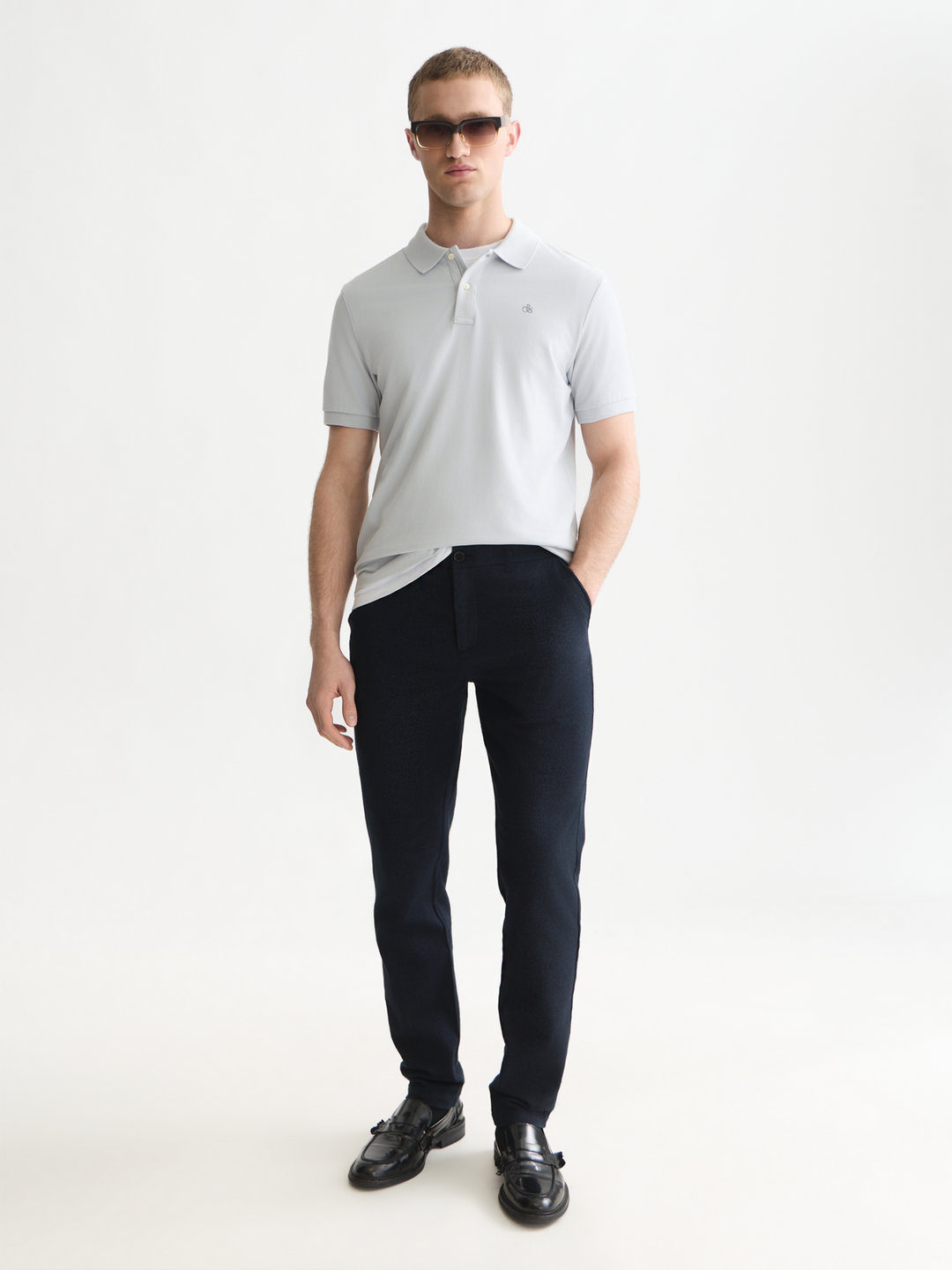 Stuart mini yarn-dyed cotton-wool blend chino