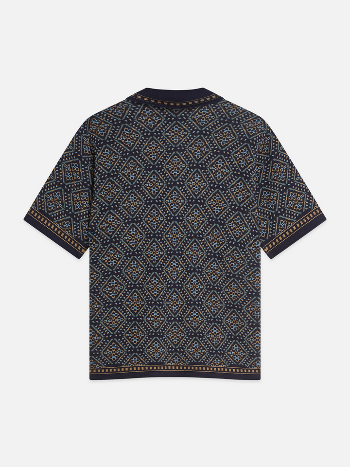 Jacquard knitted short sleeved shirt