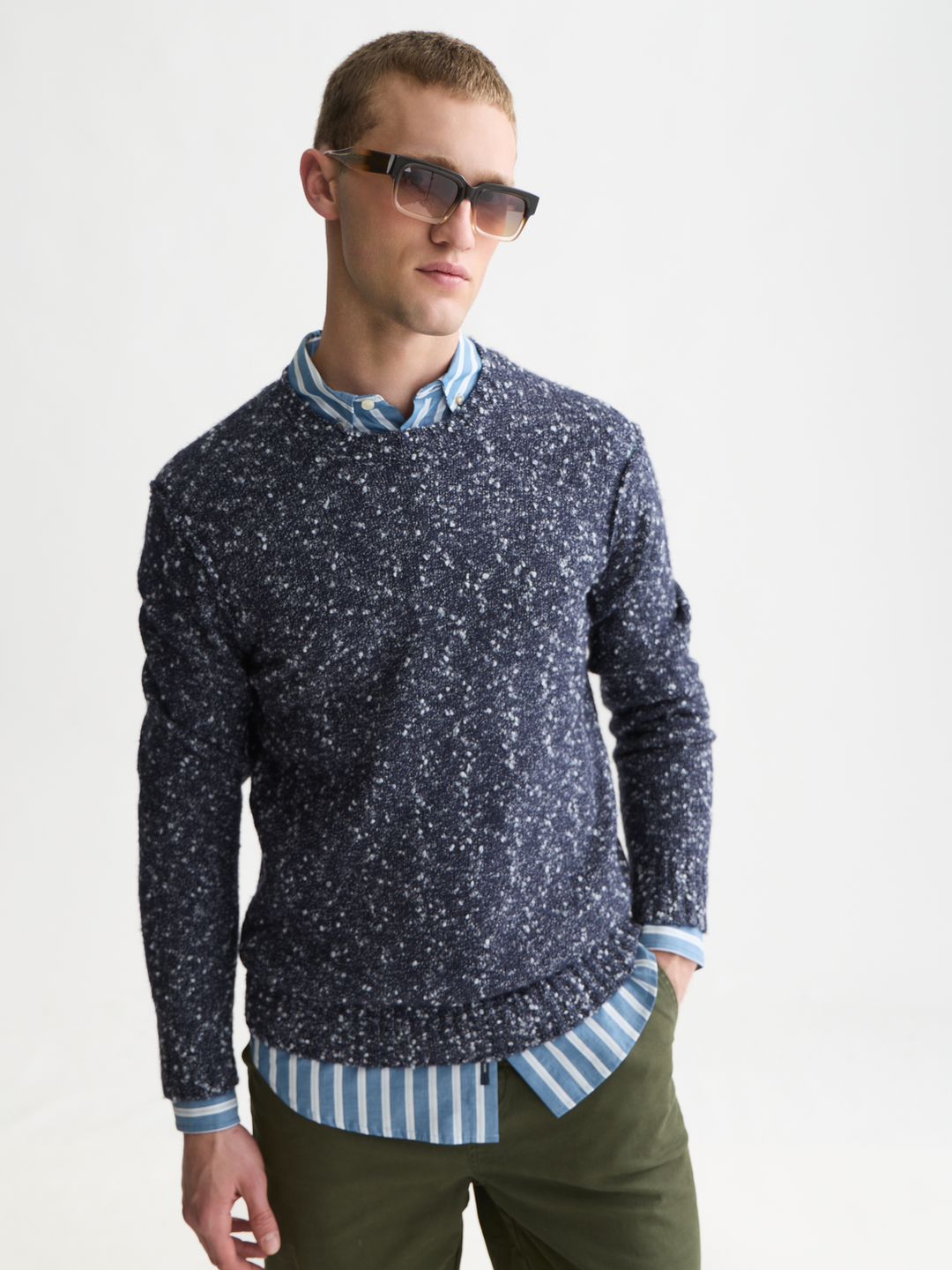 Bouclé melange wool-alpaca-blend regular-fit pullover