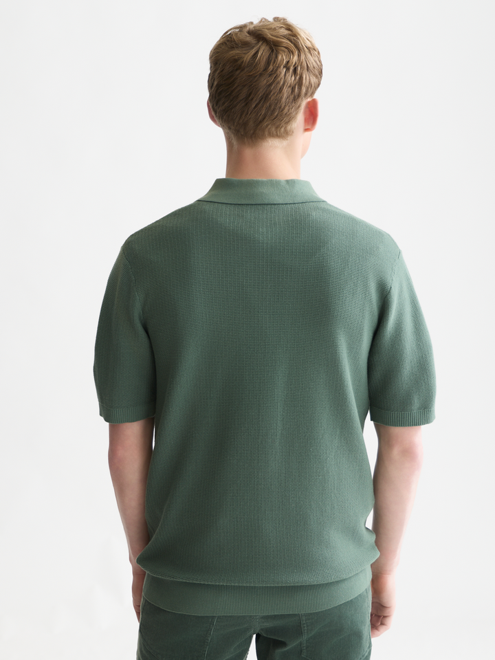Structured regular-fit knitted polo