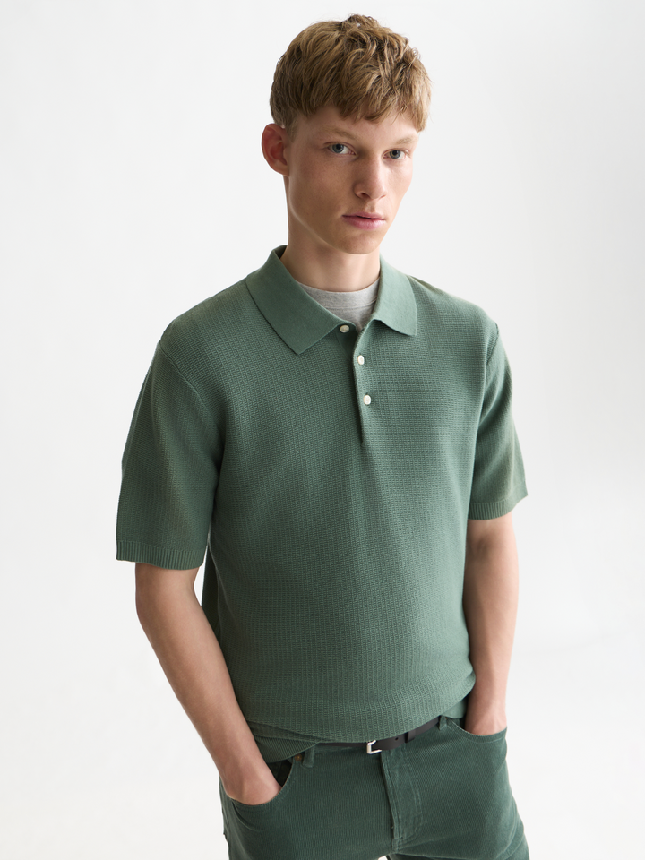 Structured regular-fit knitted polo