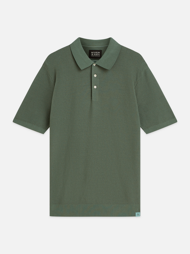 Structured regular-fit knitted polo