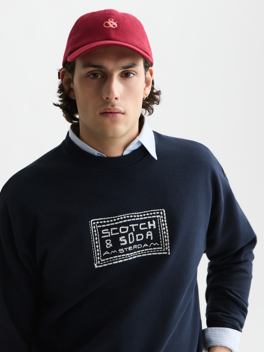 Front embroidered artwork relaxed-fit sweatshirt