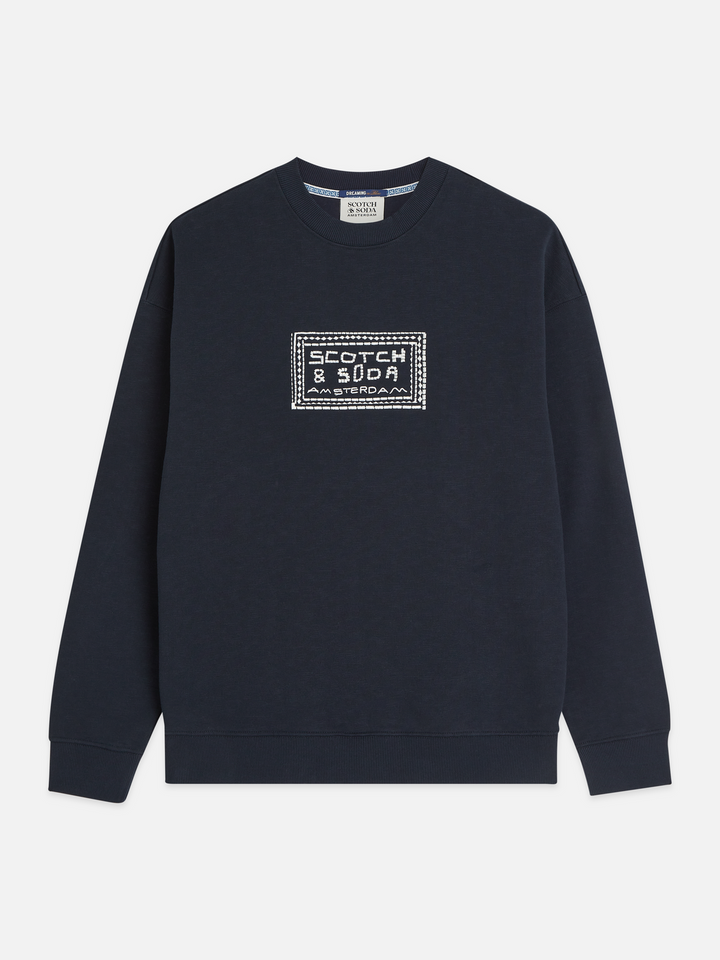 Front embroidered artwork relaxed-fit sweatshirt