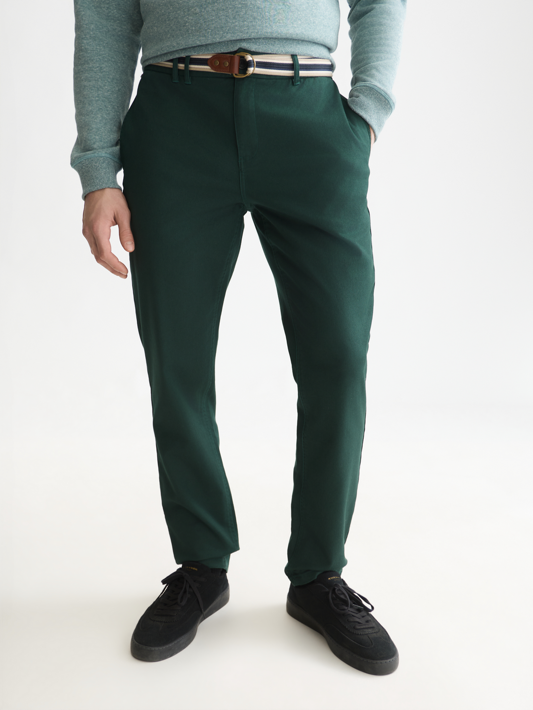 Warren cotton-blend twill belted chino