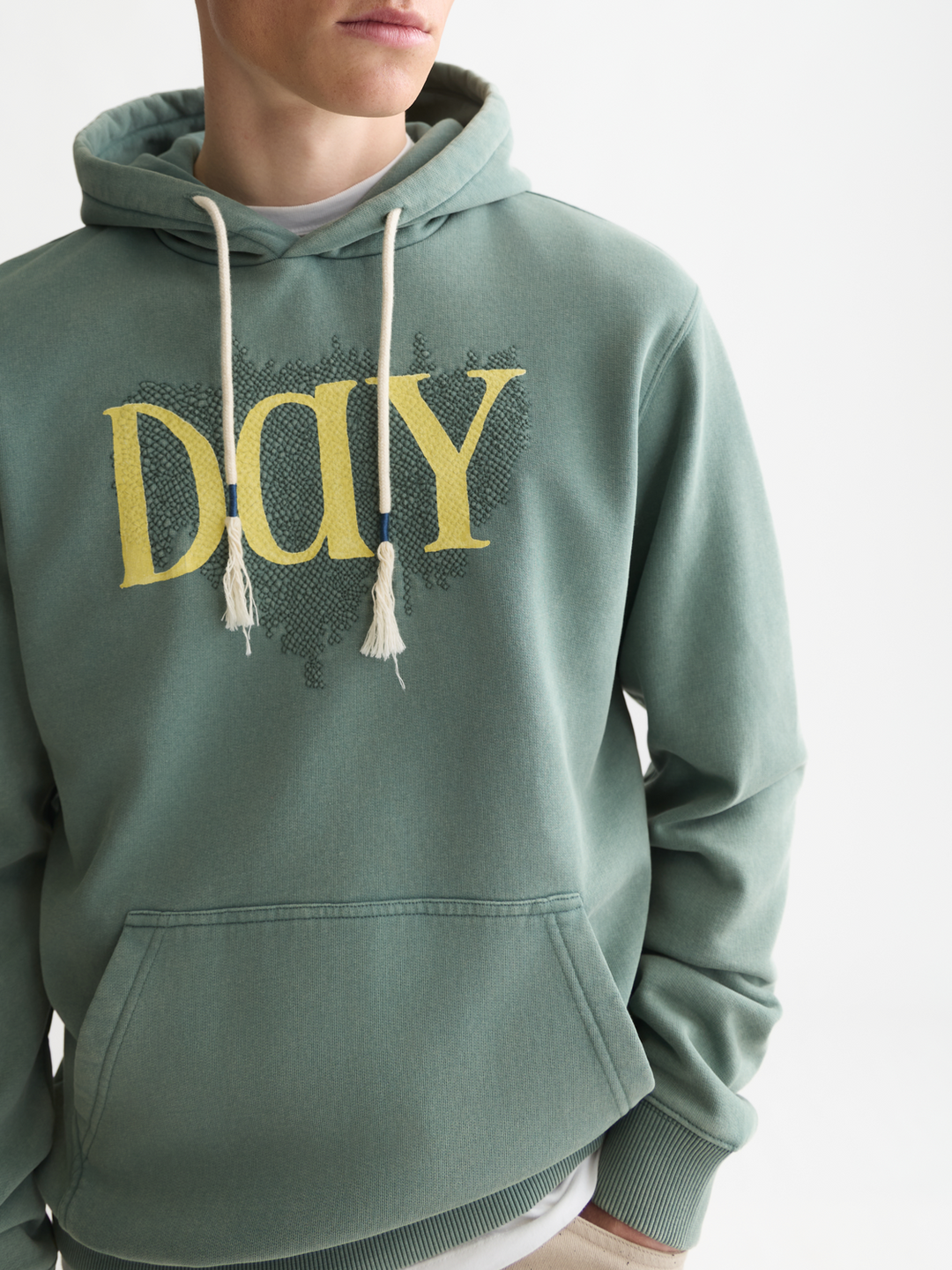 Front artwork regular-fit washed hoodie