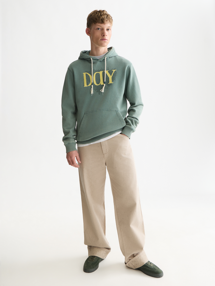 Front artwork regular-fit washed hoodie