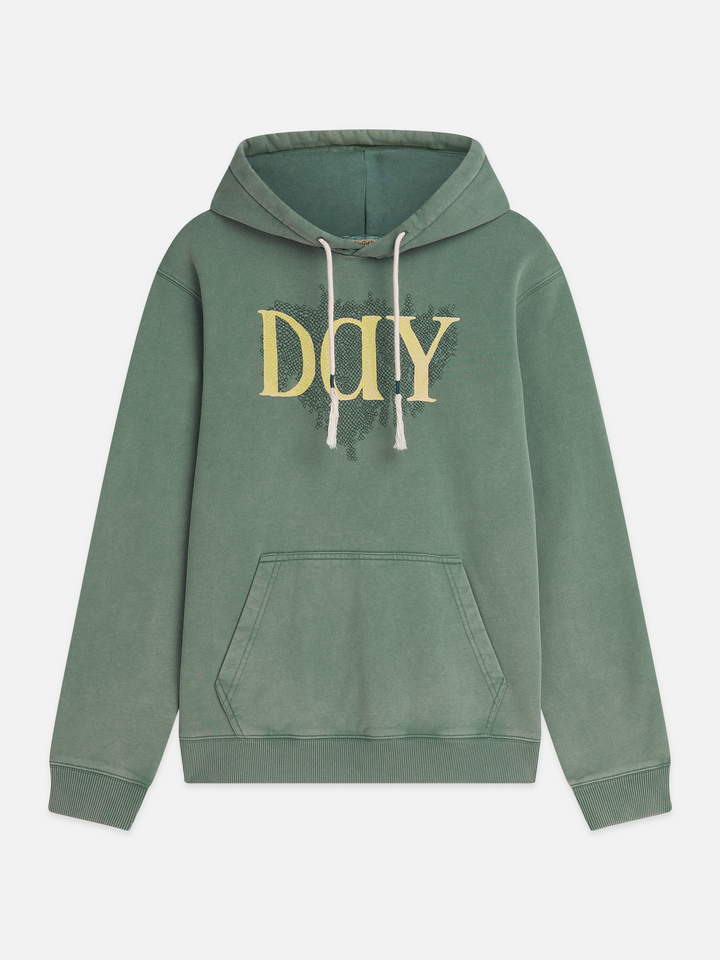 Front artwork regular-fit washed hoodie