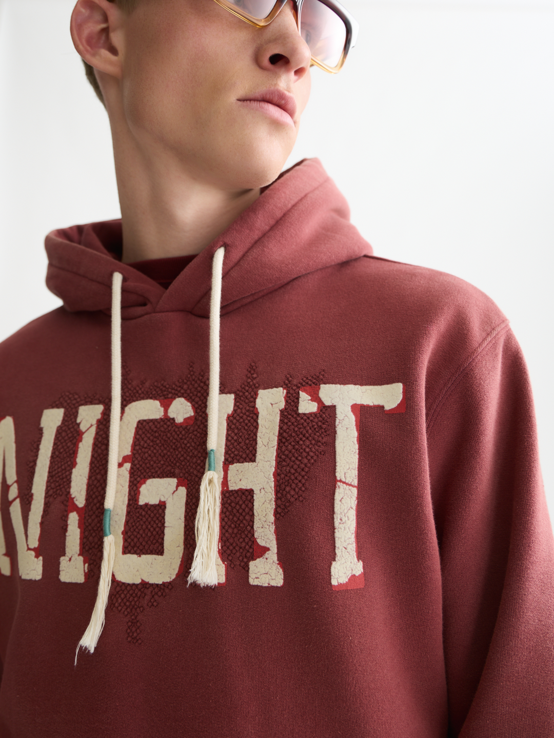 Front artwork regular-fit washed hoodie