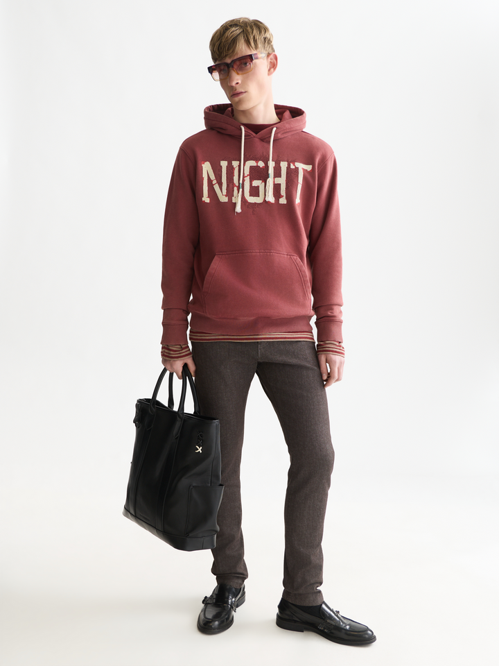 Front artwork regular-fit washed hoodie