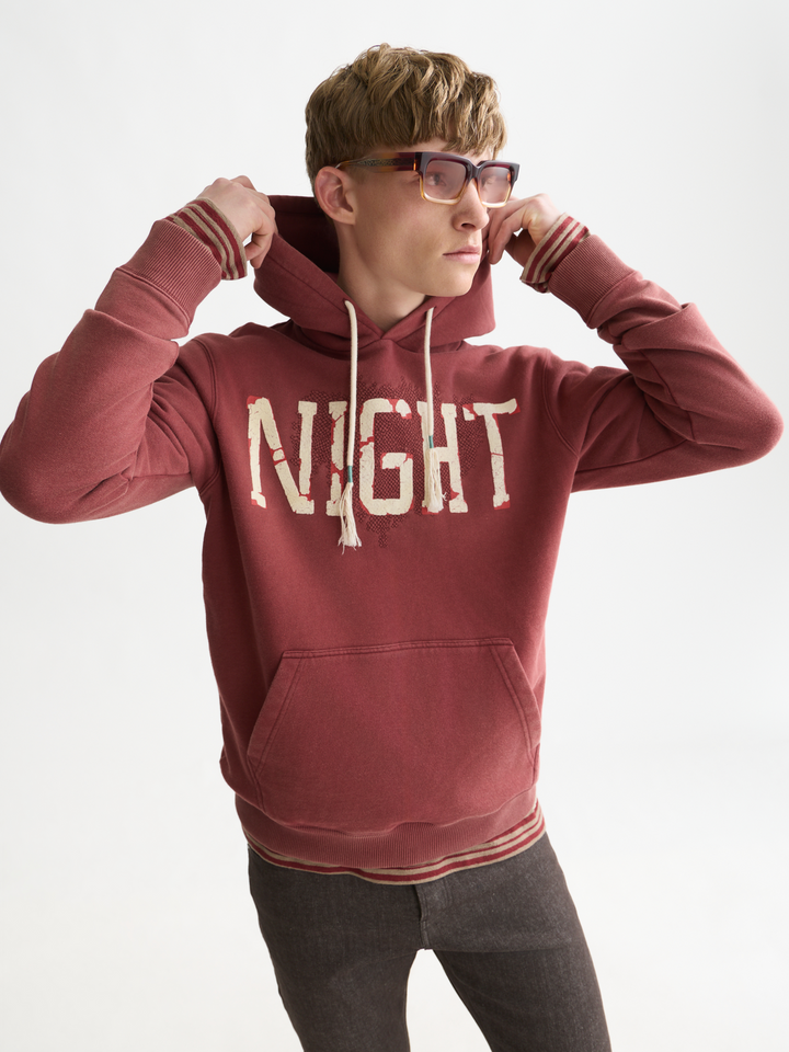 Front artwork regular-fit washed hoodie