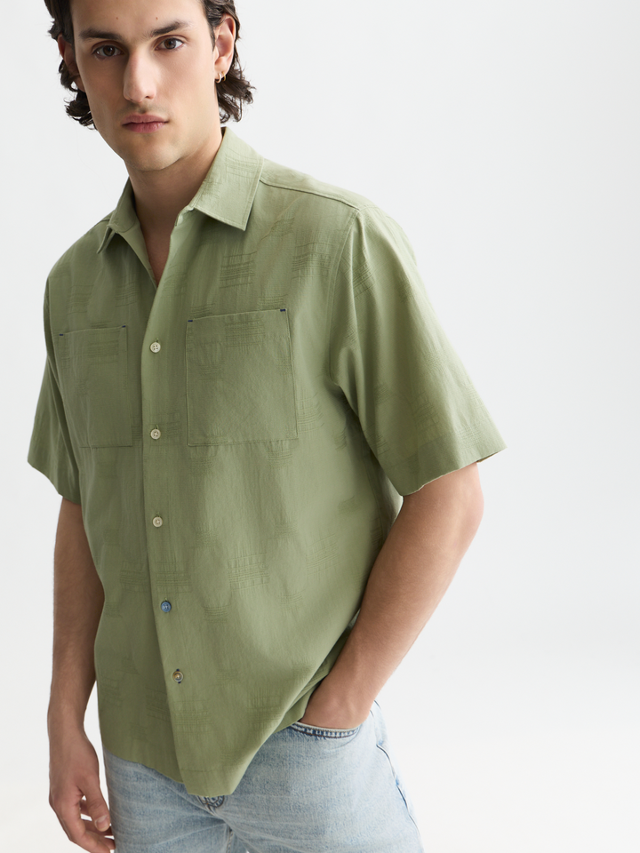 Jacquard relaxed-fit short-sleeved shirt