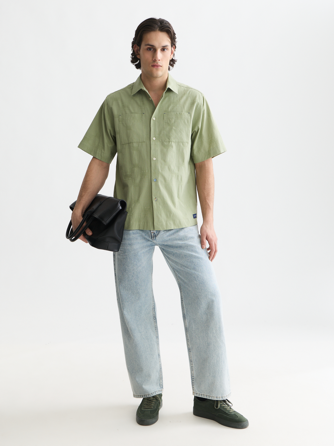Jacquard relaxed-fit short-sleeved shirt