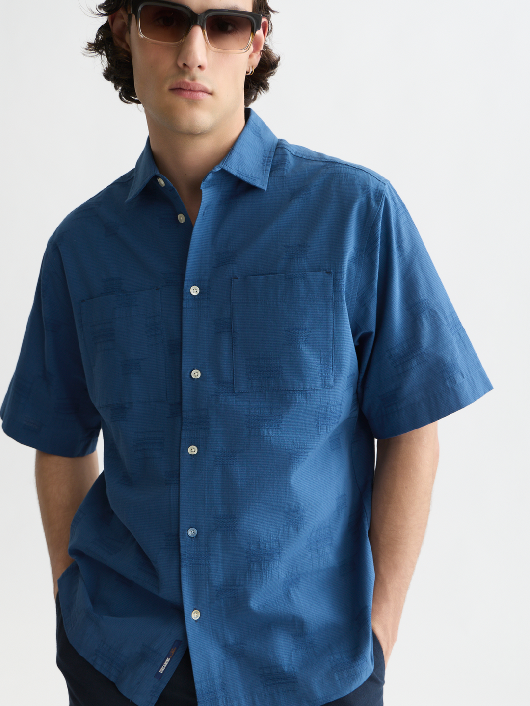 Jacquard relaxed-fit short-sleeved shirt