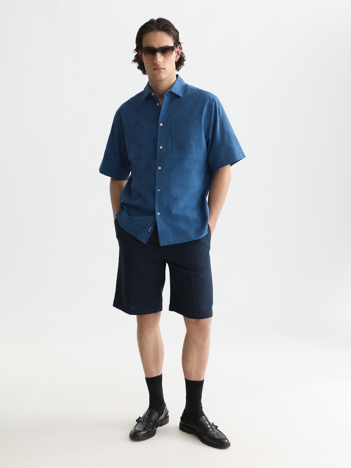 Jacquard relaxed-fit short-sleeved shirt