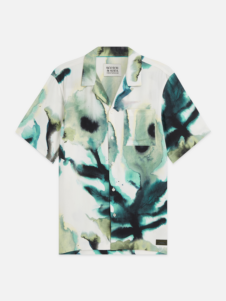 Viscose printed short sleeved regular-fit shirt