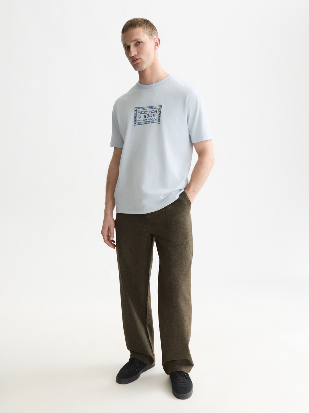 Embroidered front artwork relaxed-fit T-shirt