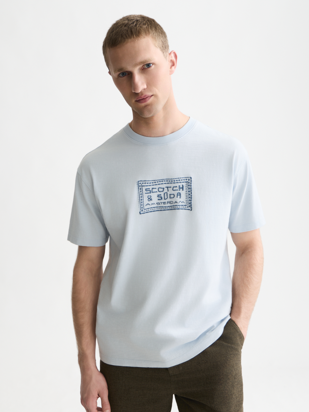 Embroidered front artwork relaxed-fit T-shirt