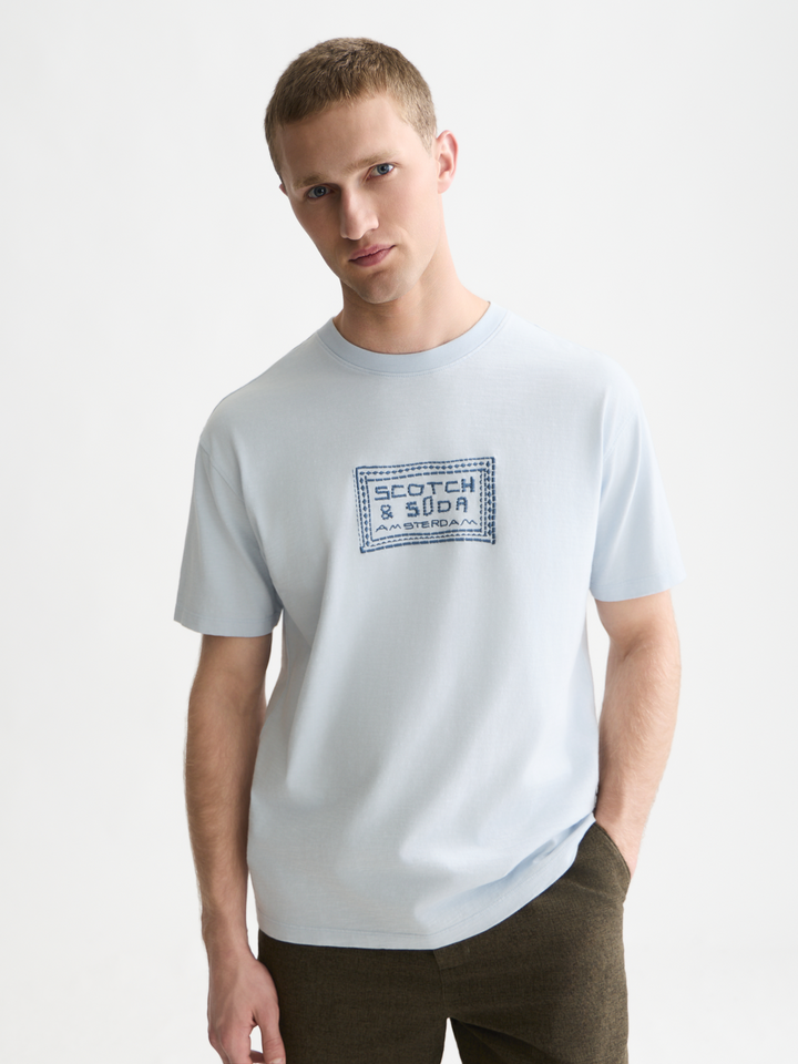 Embroidered front artwork relaxed-fit T-shirt